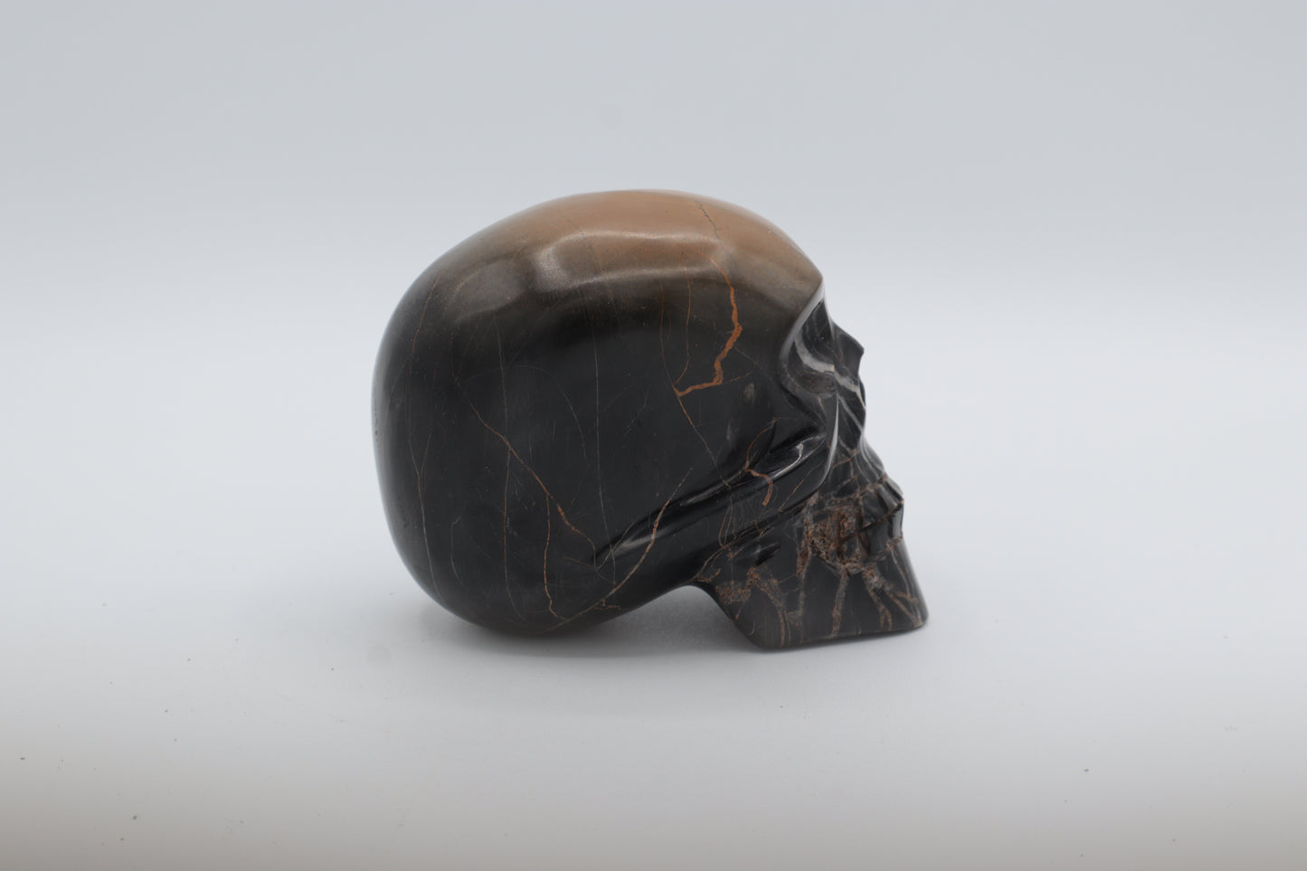 Black and Brown Jasper Skull Carving
