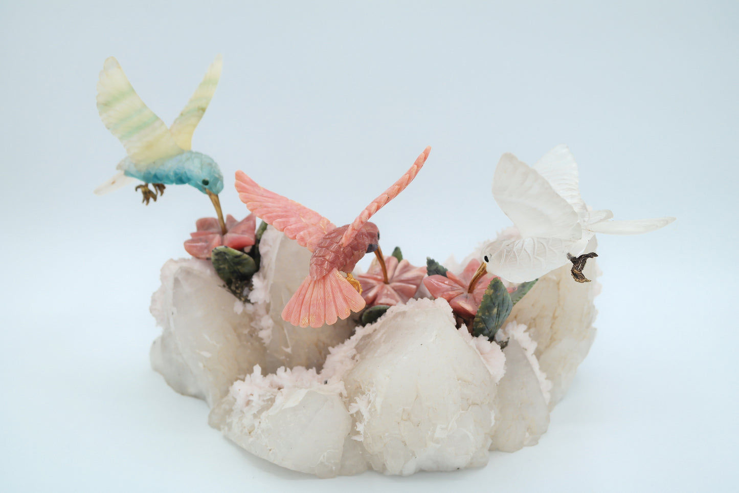 3 Hummingbirds Stone Carving