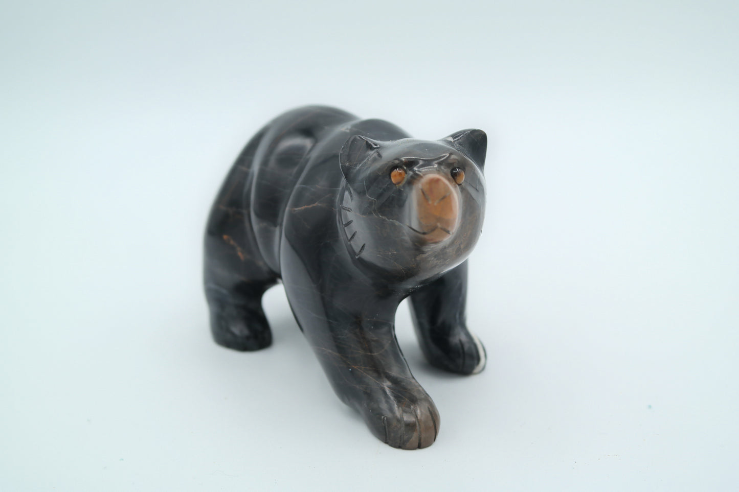 Black and Brown Jasper Bear Carving