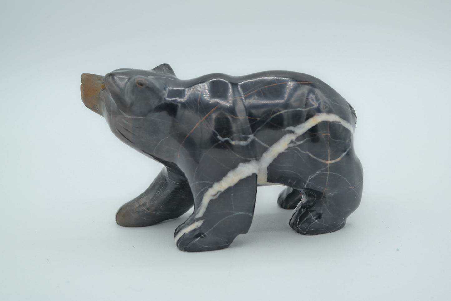 Black and Brown Jasper Bear Carving
