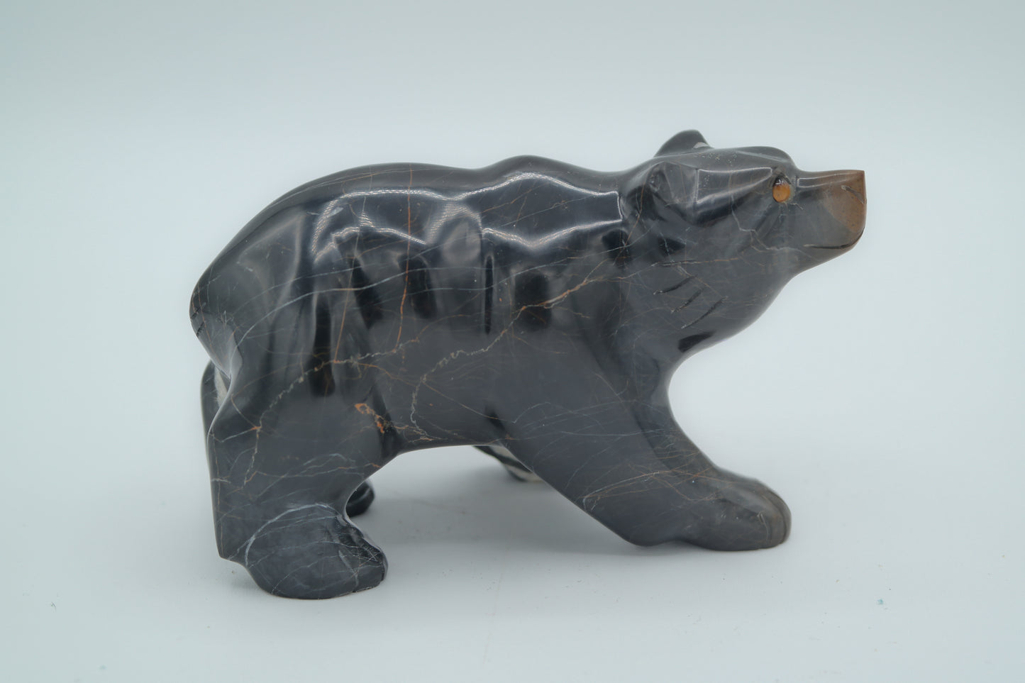 Black and Brown Jasper Bear Carving