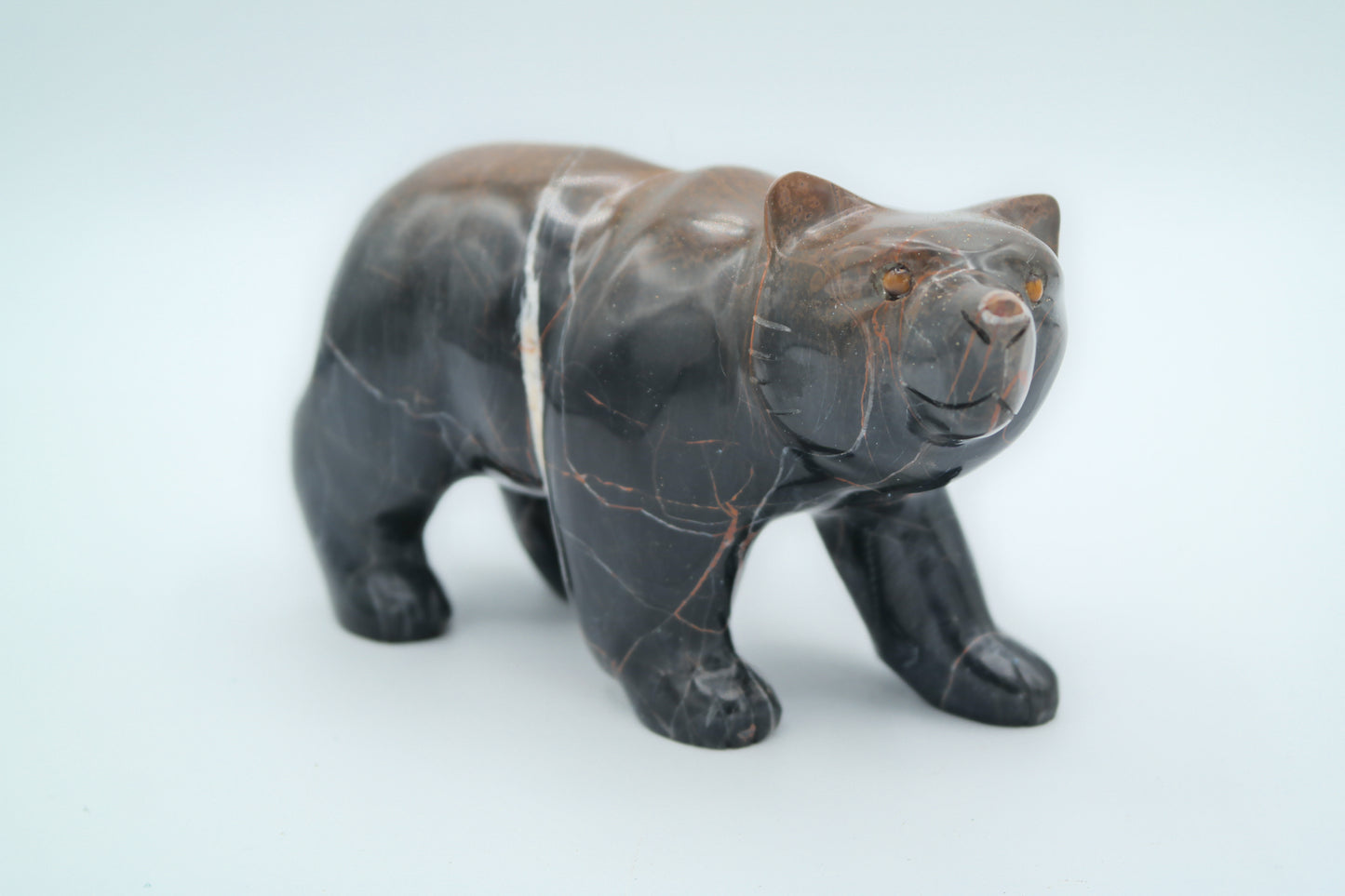 Black and Brown Jasper Bear Carving