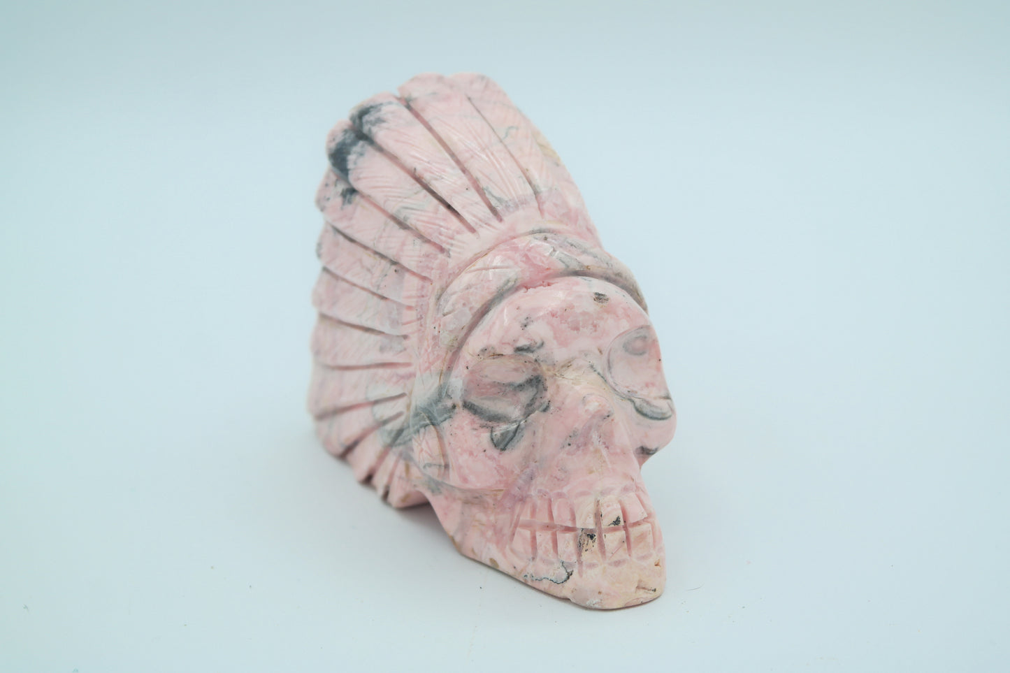 Rhodonite Native Skull Carving