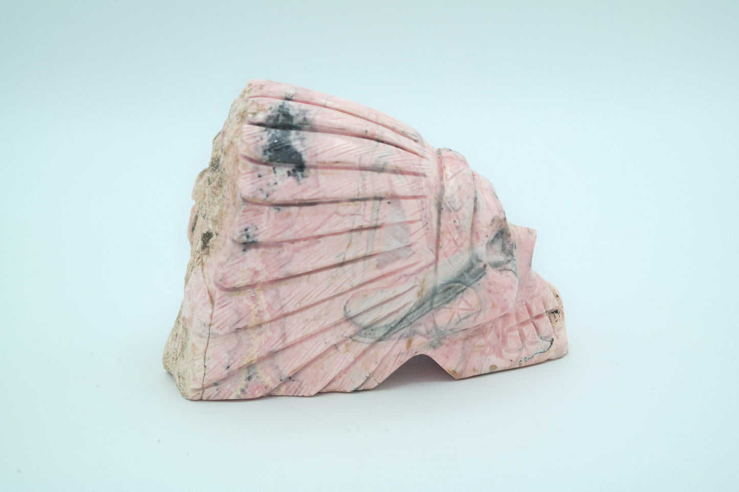 Rhodonite Native Skull Carving