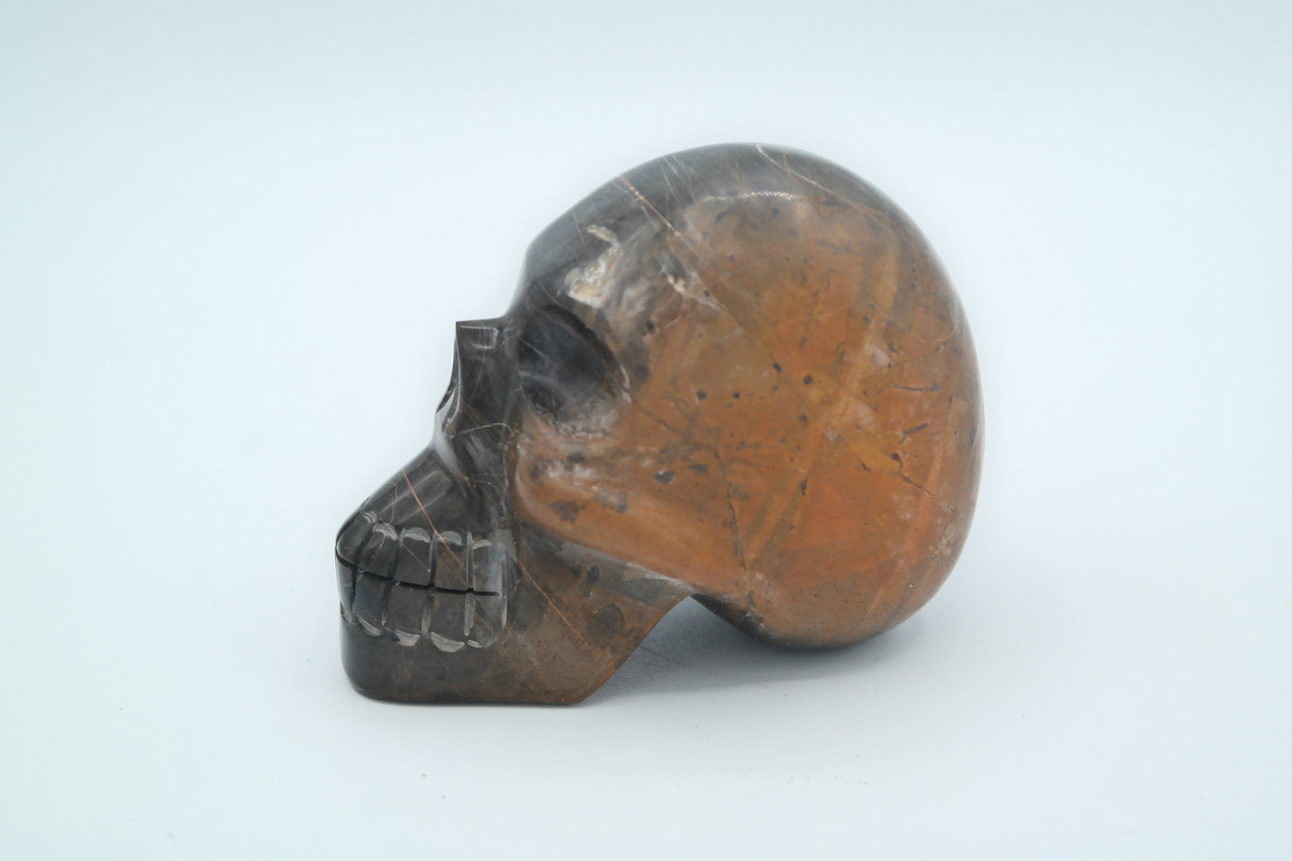 Black and Brown Jasper Skull Carving