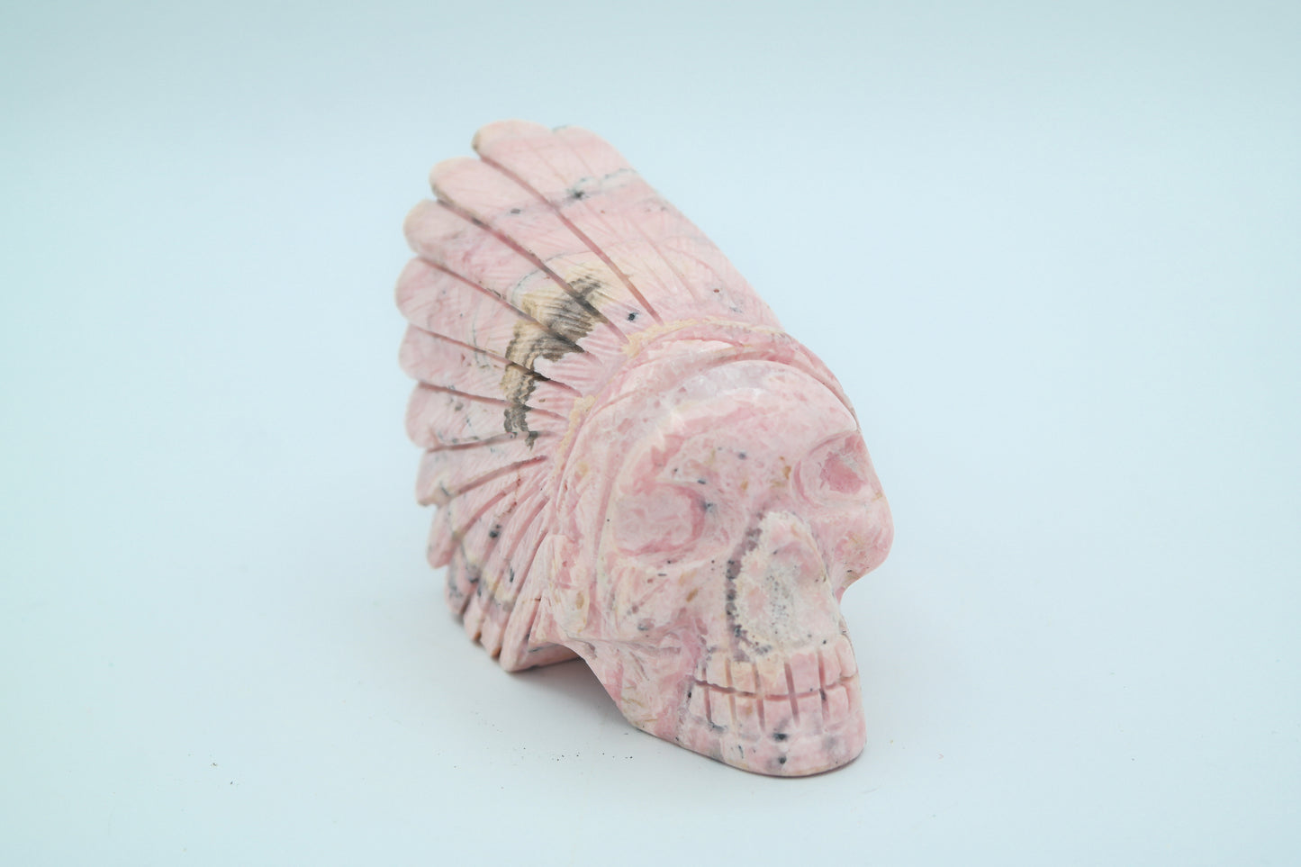 Rhodonite Native Skull Carving