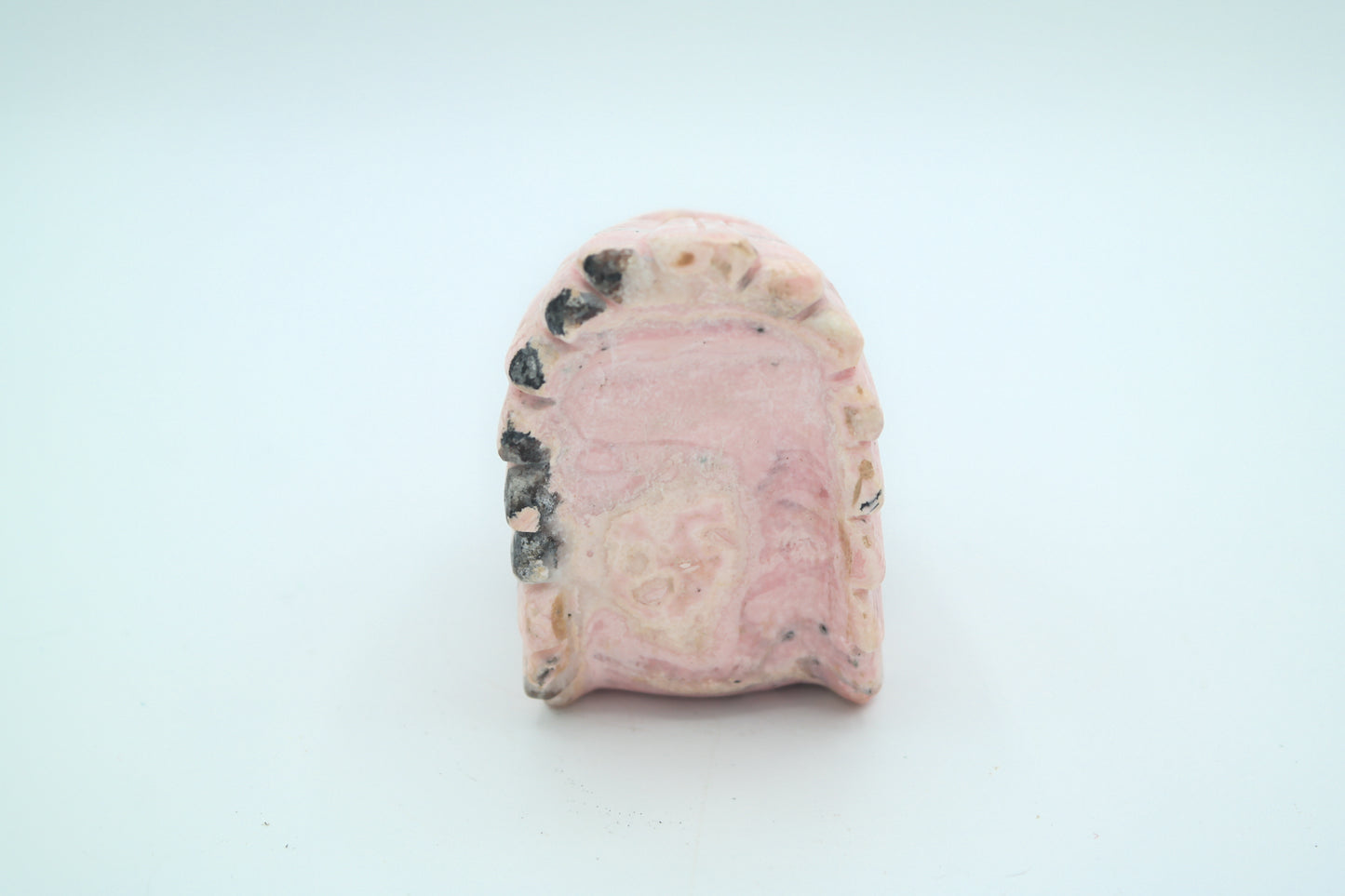 Rhodonite Native Skull Carving