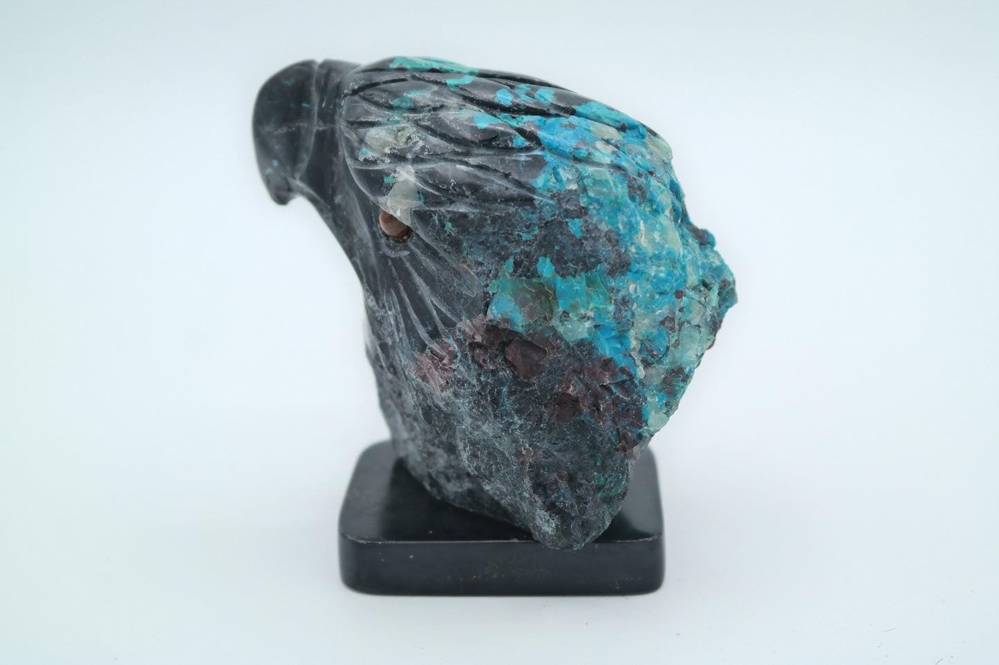 Chrysocolla and Black Onyx Eagle Head Carving