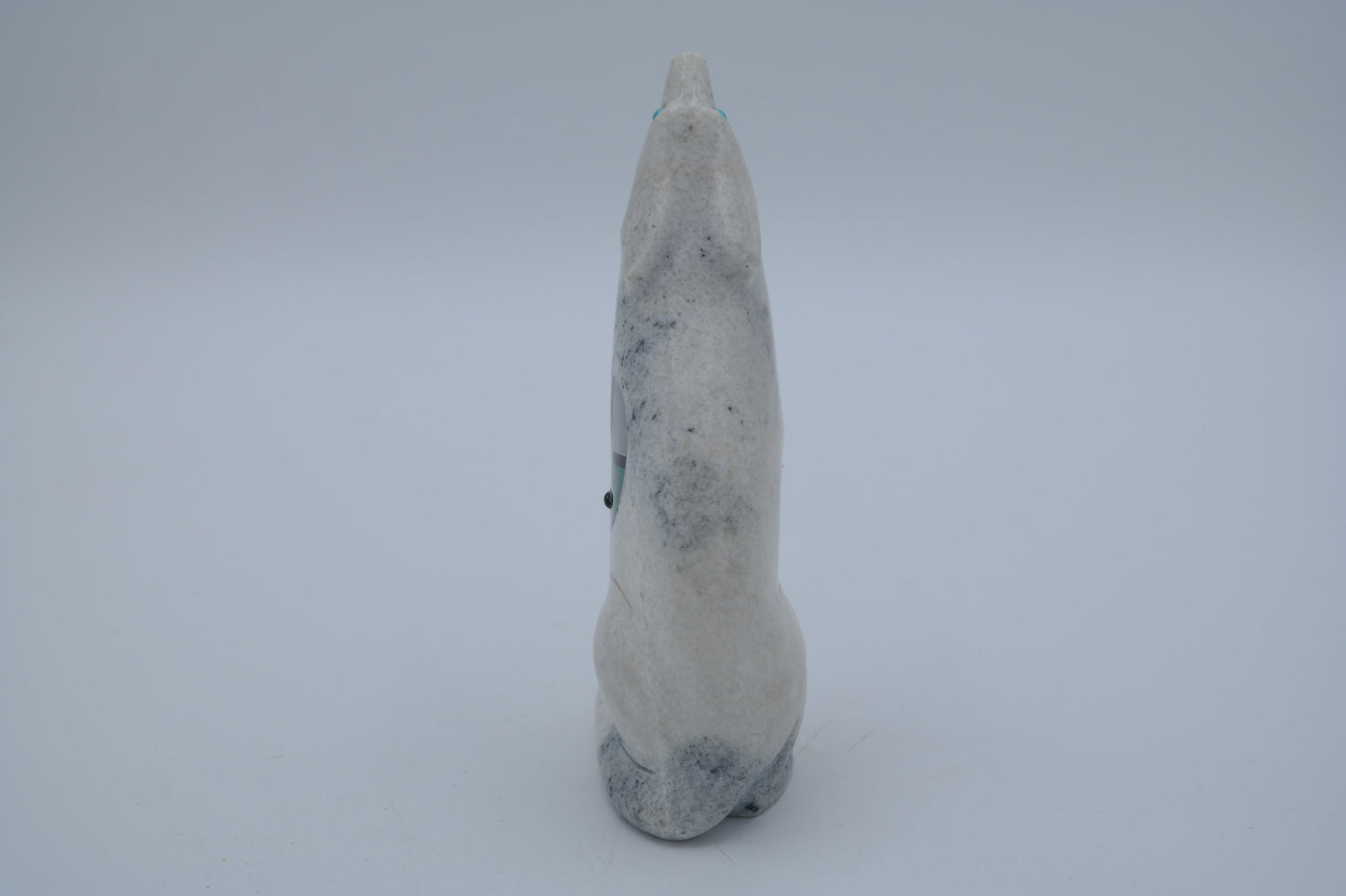 Gray Onyx Wolf Carving with Sunface Inlay