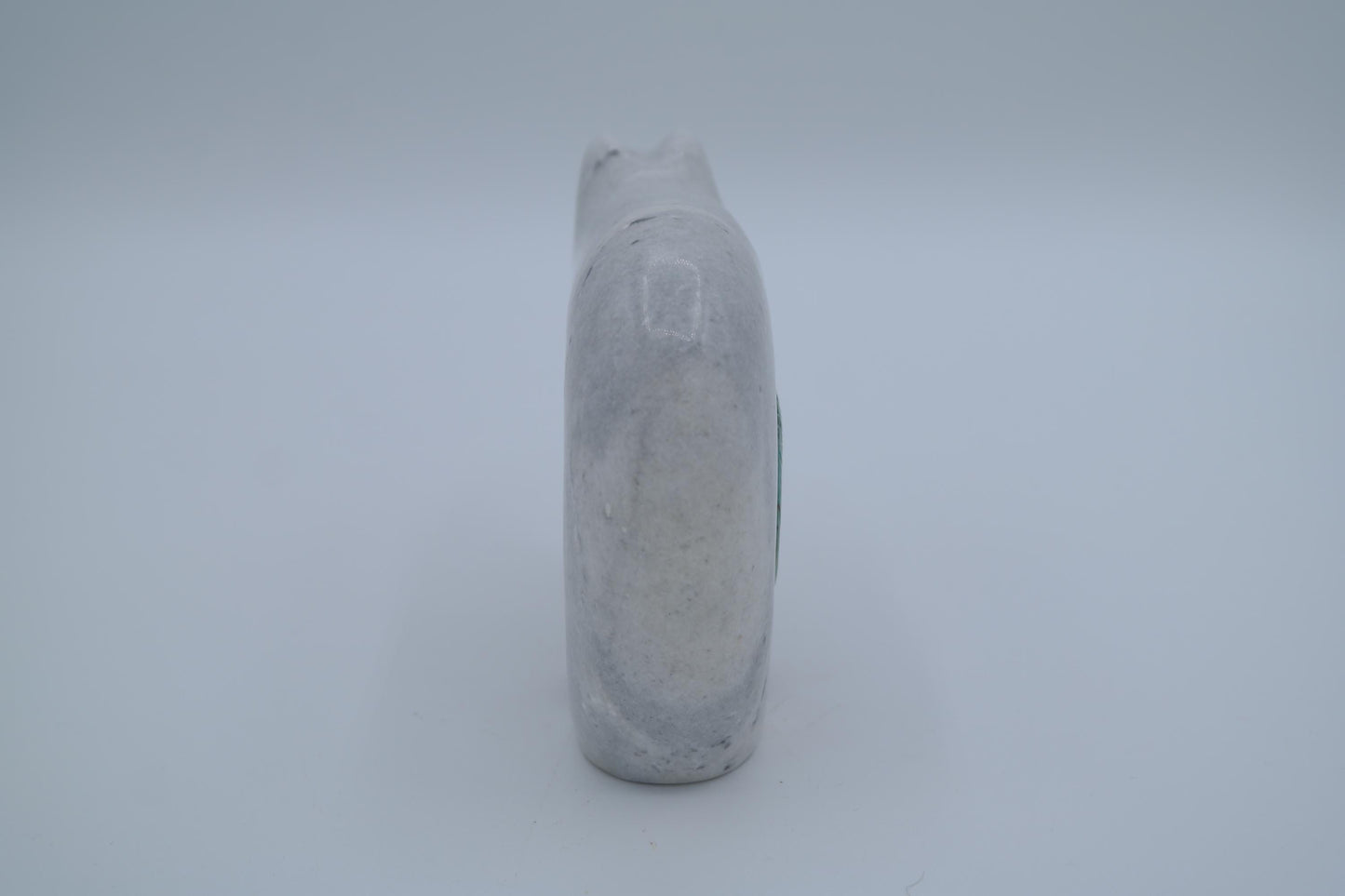 White Marble Bear Carving with Inlays