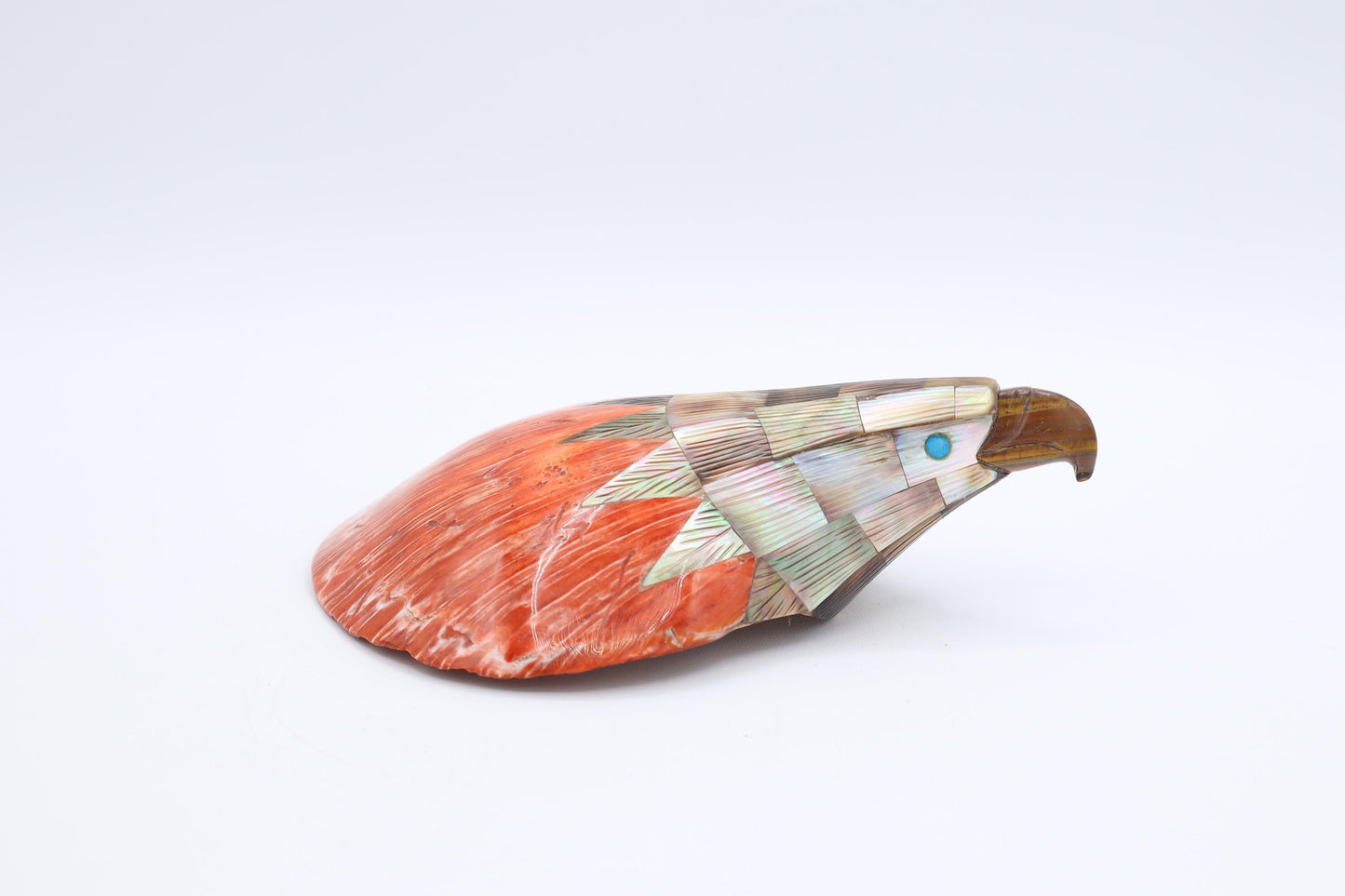 Red Spiny Oyster Shell Eagle Carving