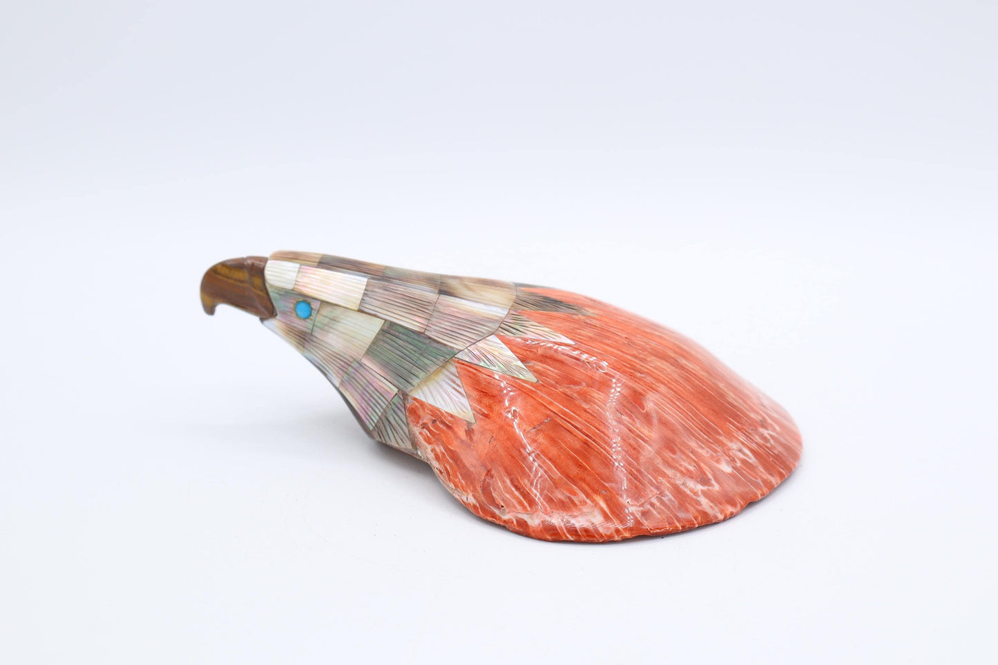 Red Spiny Oyster Shell Eagle Carving