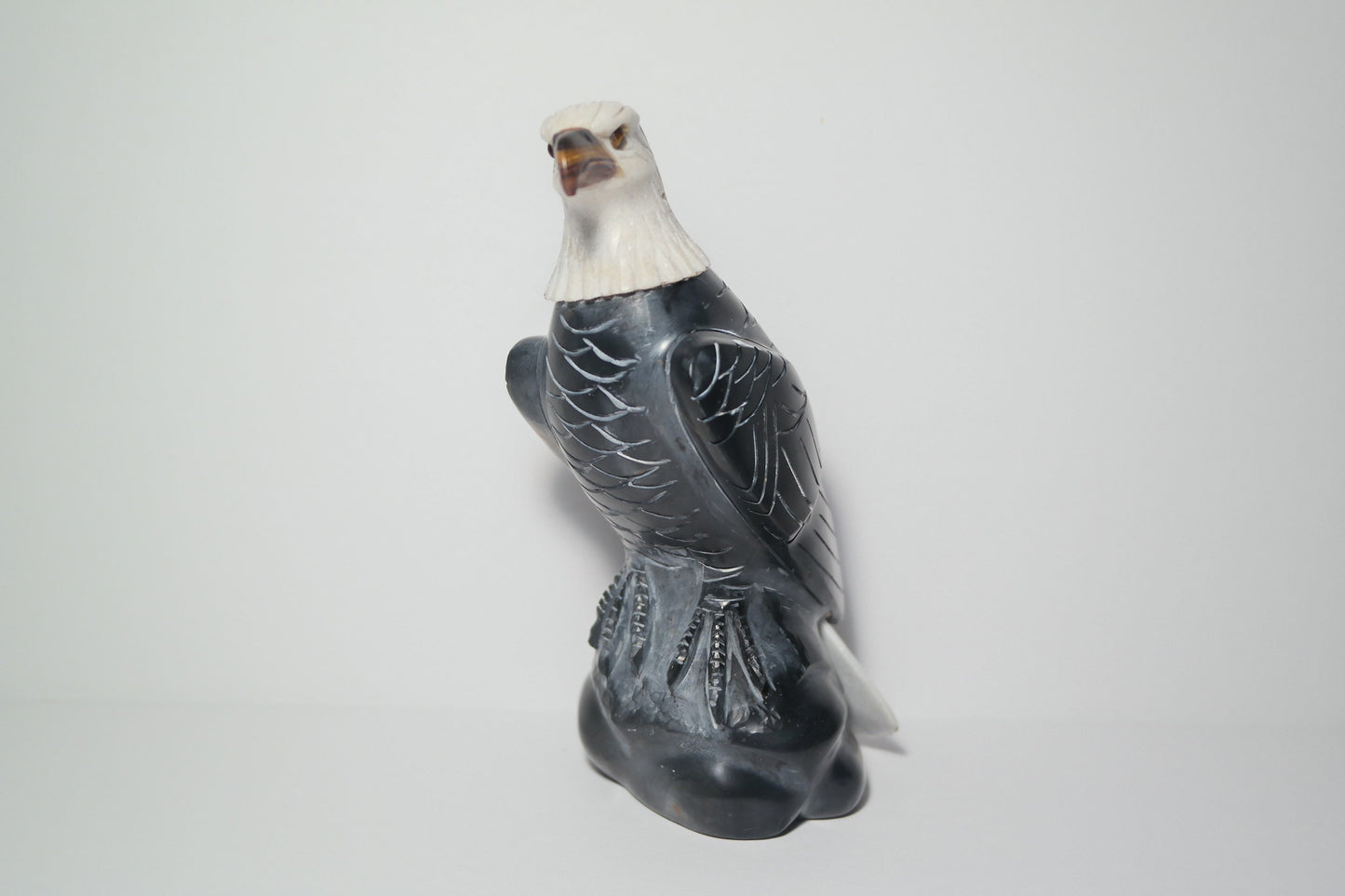 Black Onyx and White Marble Eagle Carving