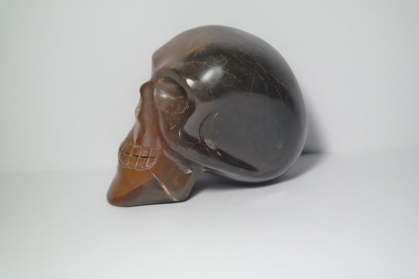 Black and Brown Jasper Skull Carving