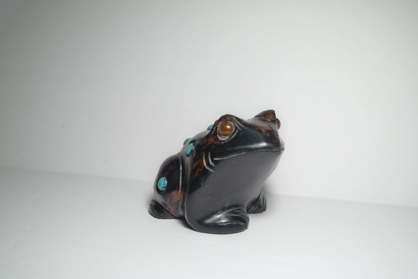 Black and Brown Jasper Frog Carving