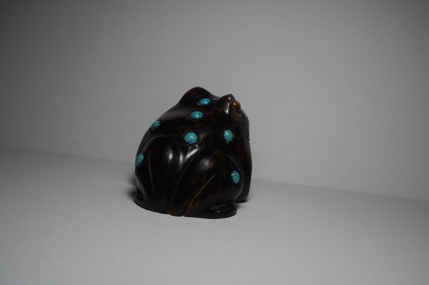 Black and Brown Jasper Frog Carving