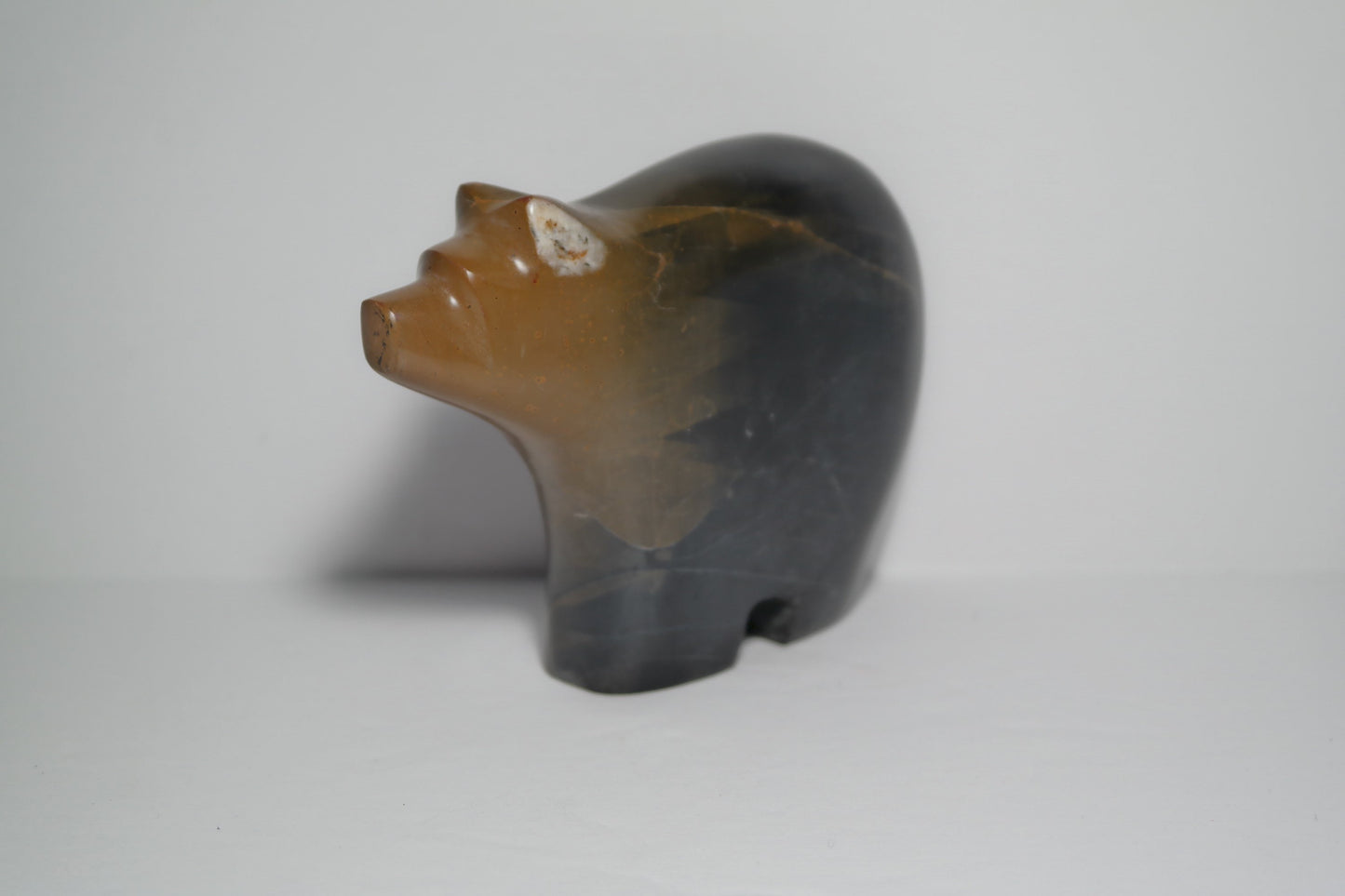 Brown and Black Jasper with Quartz Bear Carving