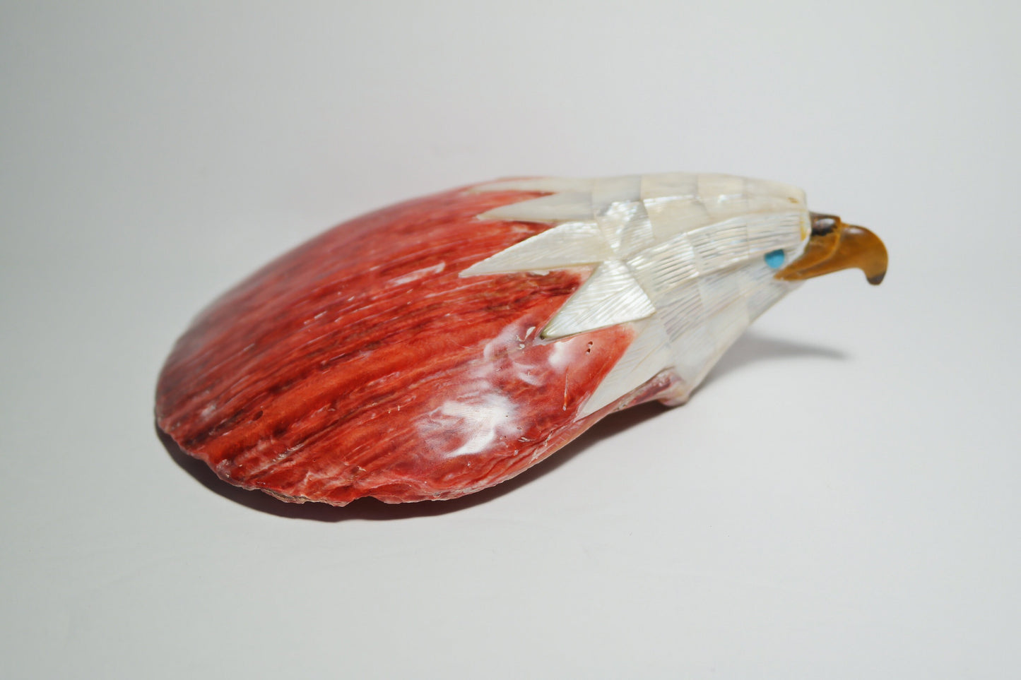 Red Spiny Oyster Shell with Eagle head carving