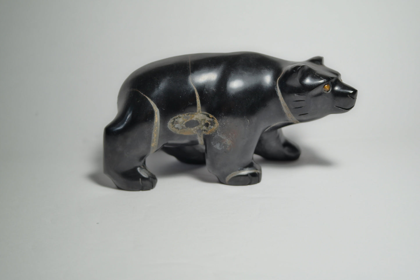 Septarian Bear Carving with natural Quartz Matrix