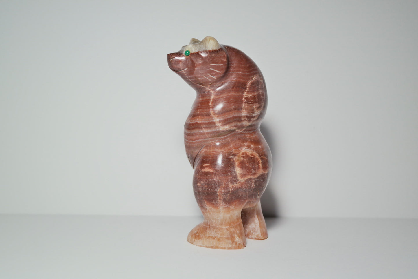Pink Opal, Red Jasper, and Quartz Bear Carving