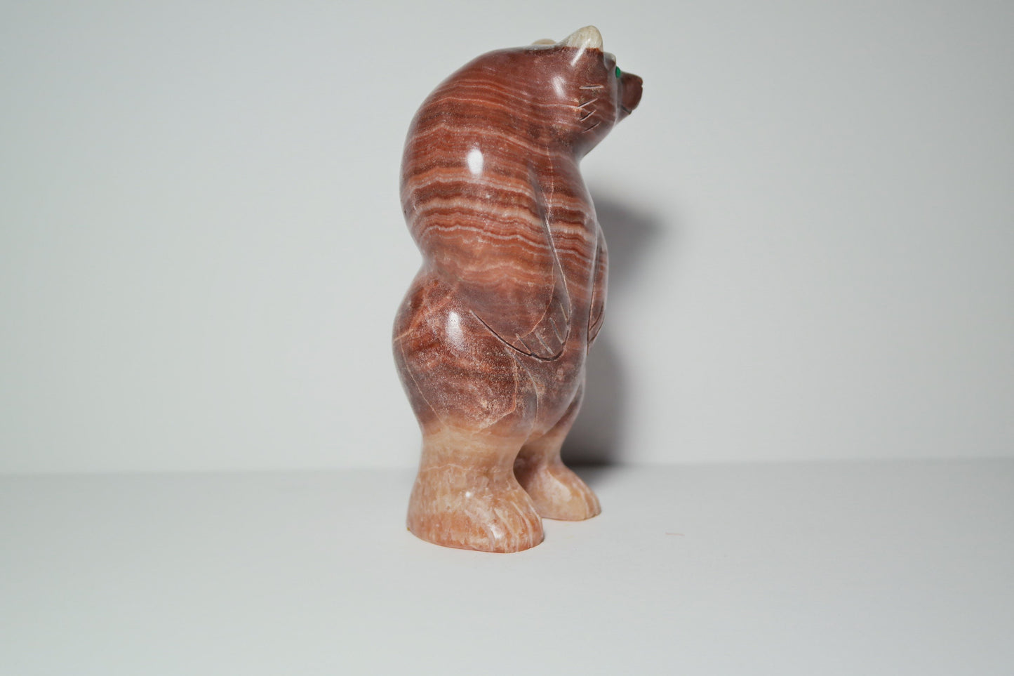 Pink Opal, Red Jasper, and Quartz Bear Carving