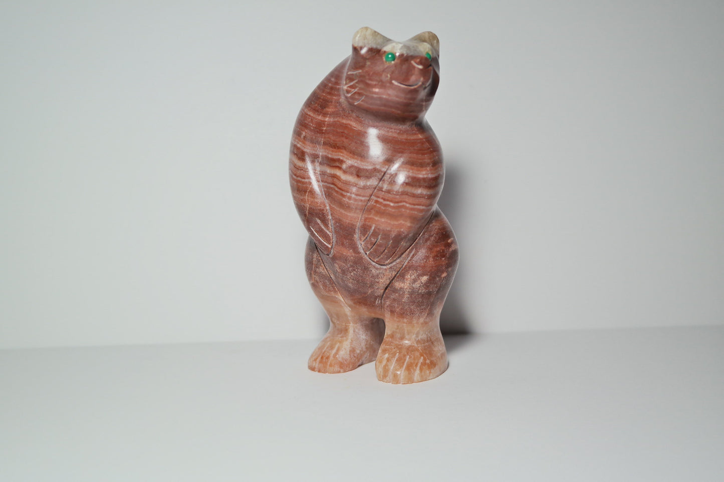 Pink Opal, Red Jasper, and Quartz Bear Carving