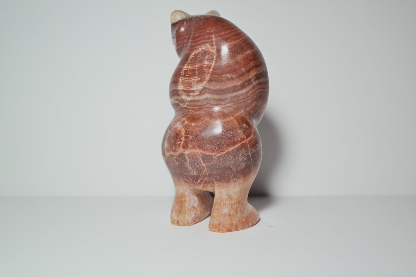 Pink Opal, Red Jasper, and Quartz Bear Carving