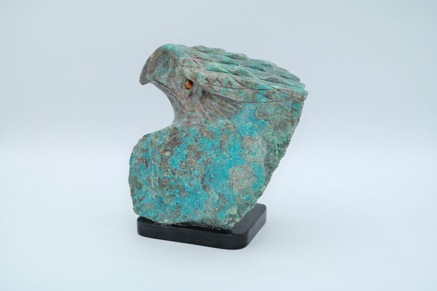 Eagle head carving made of Turquoise and Chrysocolla