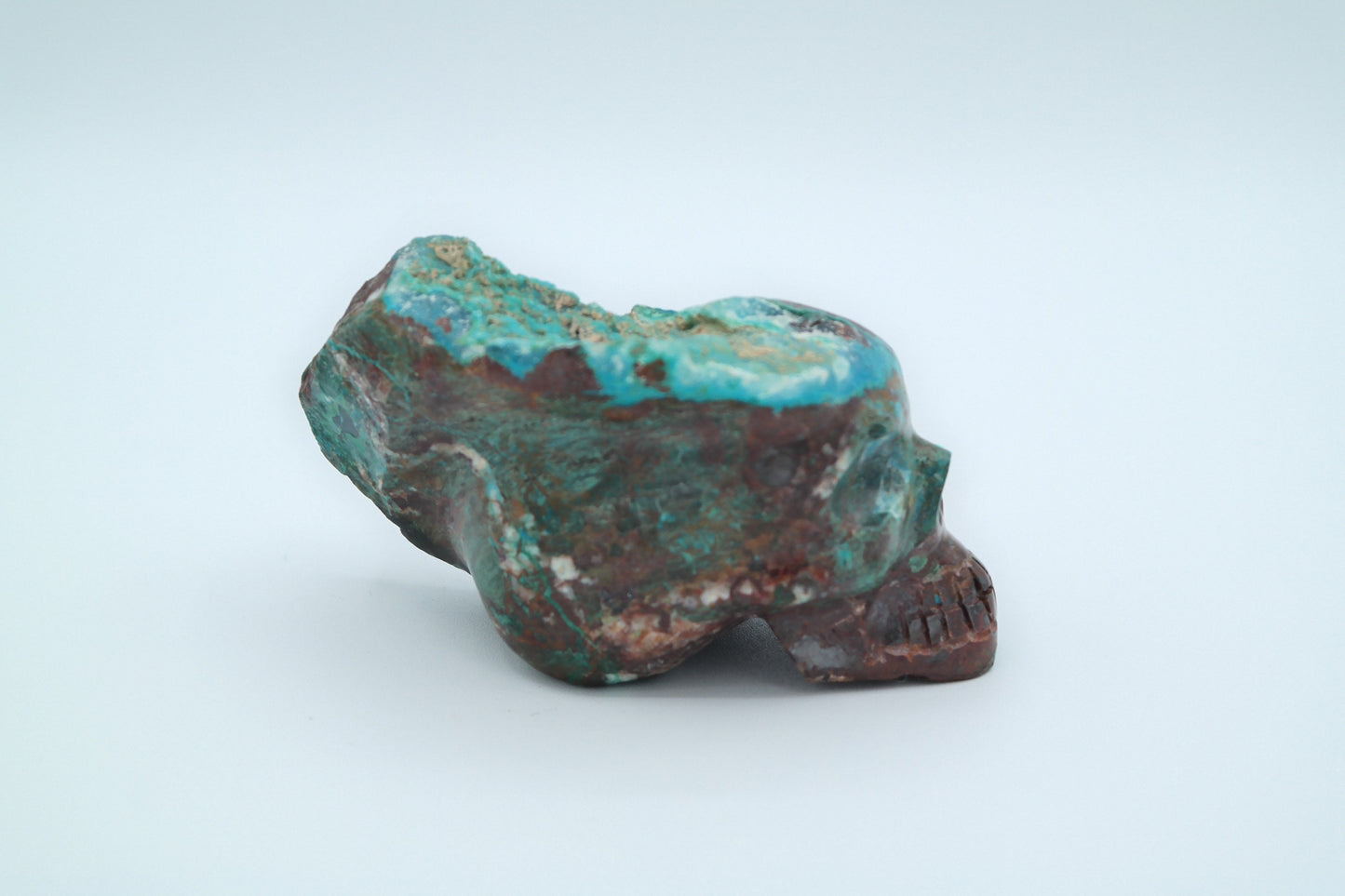 Skull Carving made of Turquoise and Copper