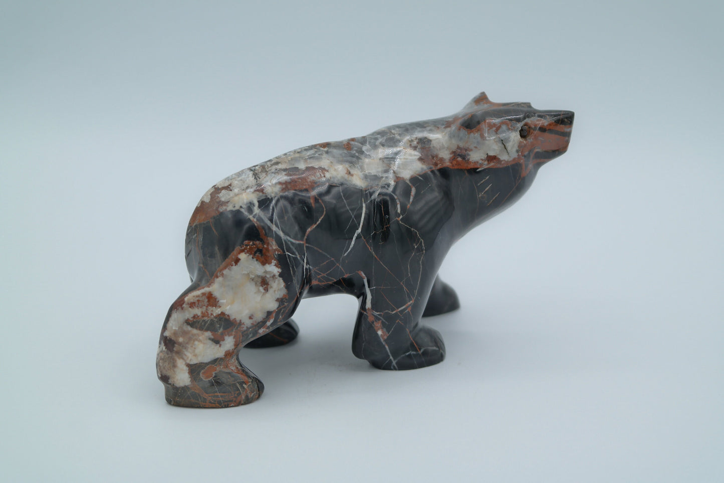 Black and Brown Jasper Bear Carving