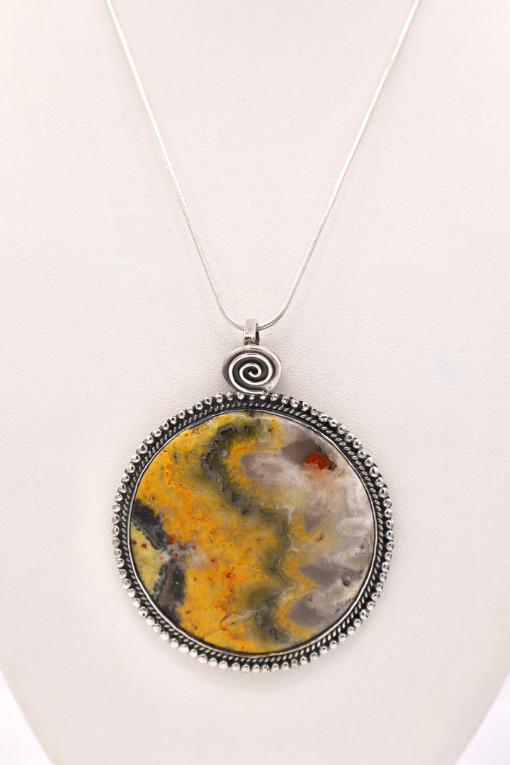 Bumblebee Jasper Sterling Silver Pendant