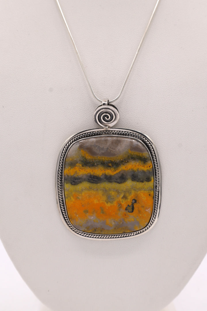 Bumblebee Jasper Sterling Silver Pendant