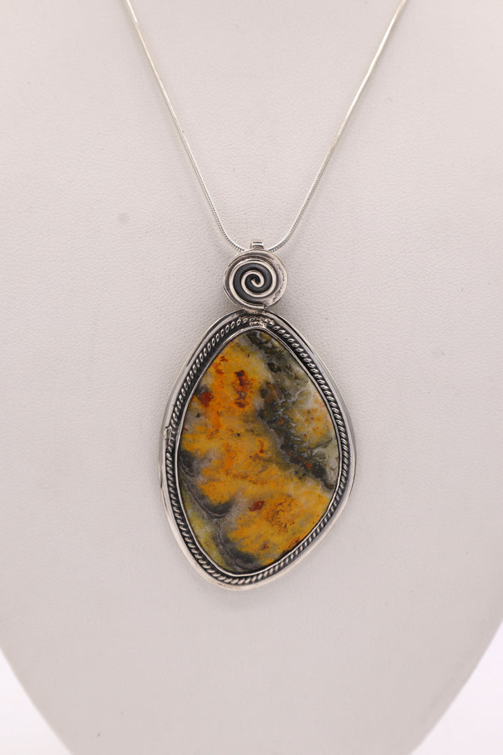 Bumblebee Jasper Sterling Silver Pendant