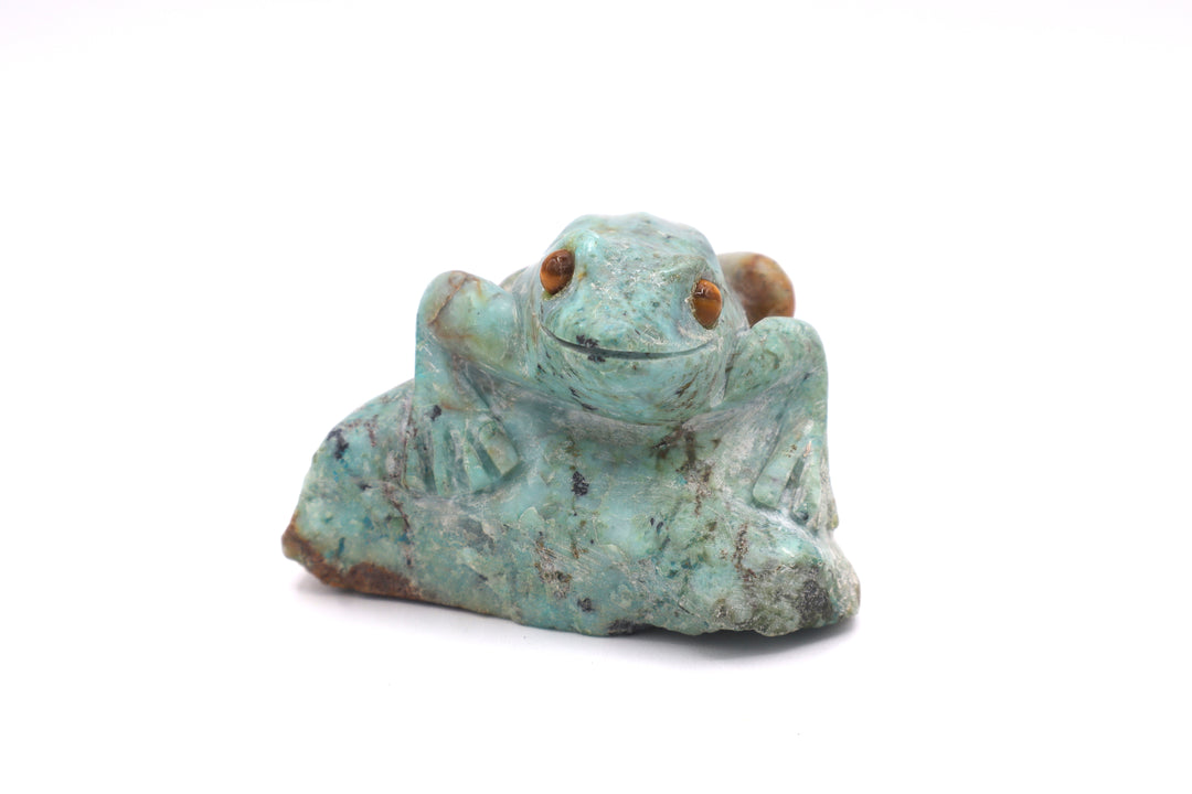 Turquoise Frog Carving on Rock