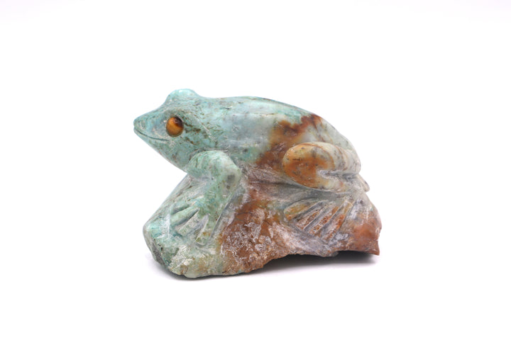 Turquoise Frog Carving on Rock