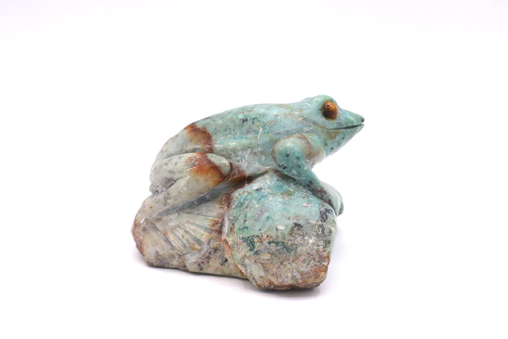 Turquoise Frog Carving on Rock