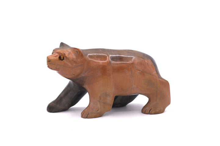Brown &amp; Black Jasper Bear Carving