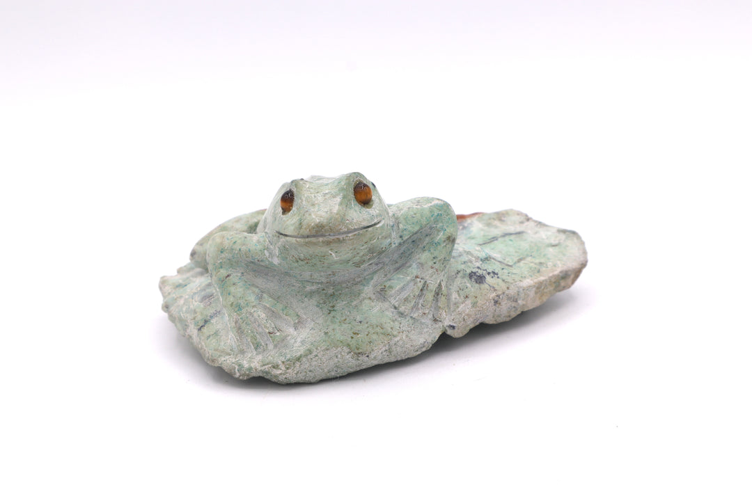 Turquoise Frog Carving on Rock