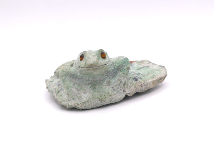 Turquoise Frog Carving on Rock