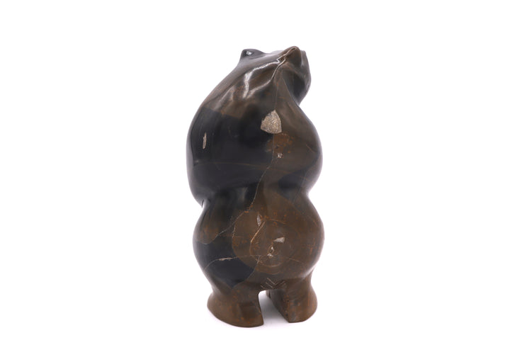 Brown &amp; Black Jasper Standing Bear Carving