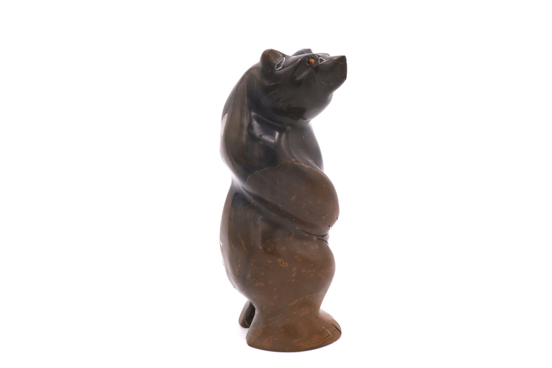 Brown &amp; Black Jasper Standing Bear Carving