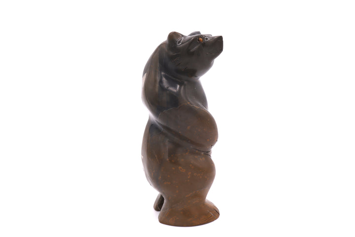 Brown &amp; Black Jasper Standing Bear Carving