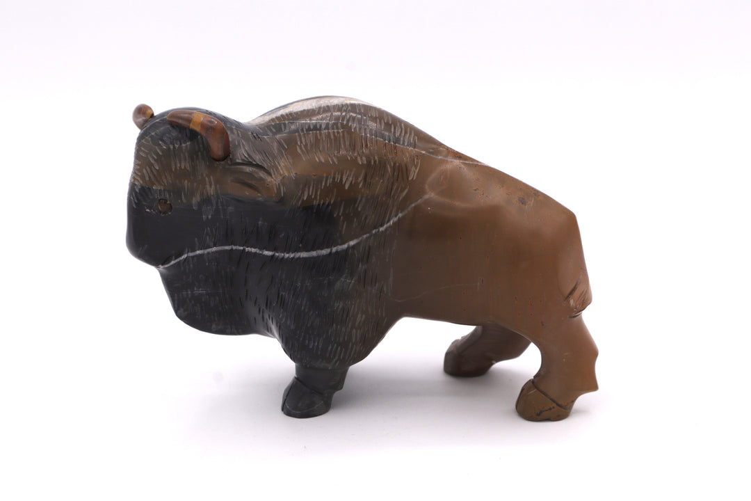 Brown &amp; Black Jasper Bison Carving
