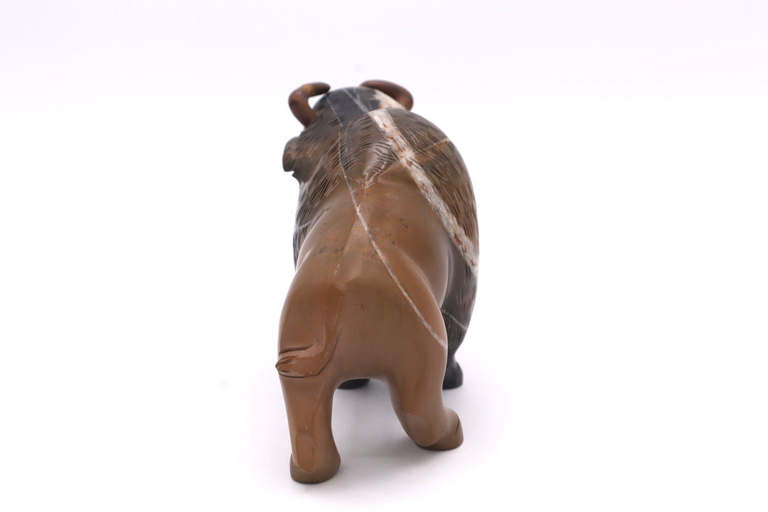 Brown &amp; Black Jasper Bison Carving