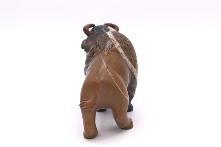Brown &amp; Black Jasper Bison Carving