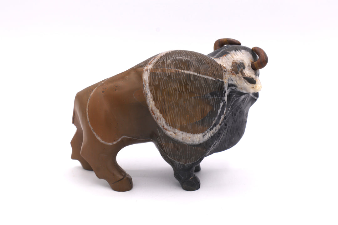 Brown &amp; Black Jasper Bison Carving