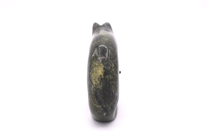 Serpentine Bear Carving with Turquoise Arrow &amp; Hopi Sunface Inlay