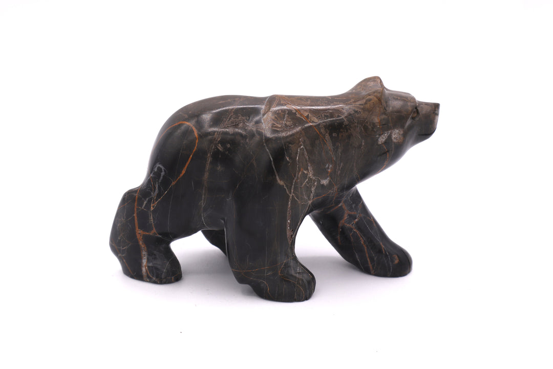 Brown &amp; Black Jasper Bear Carving