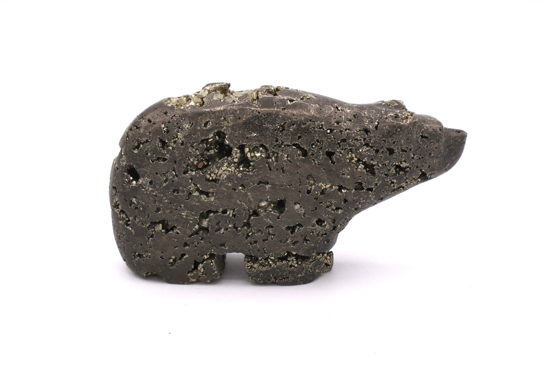 Pyrite Bear Carving