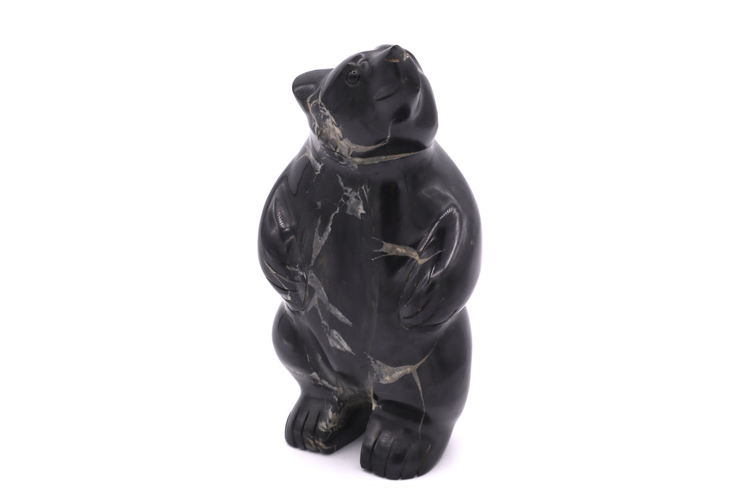 Septarian Standing Bear Carving with Black Onyx Eyes